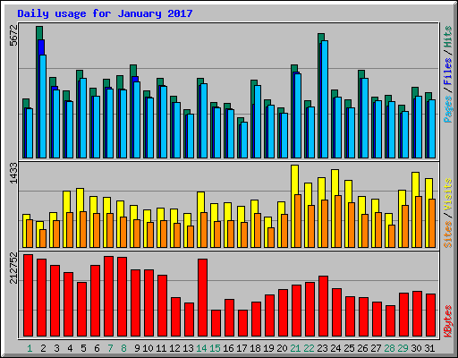 Daily usage for January 2017