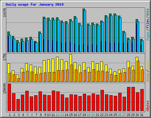 Daily usage for January 2019