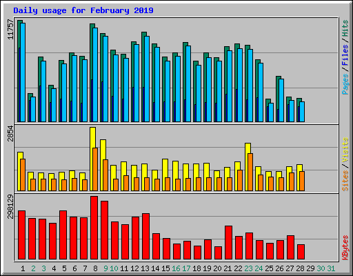 Daily usage for February 2019