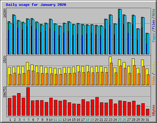 Daily usage for January 2020