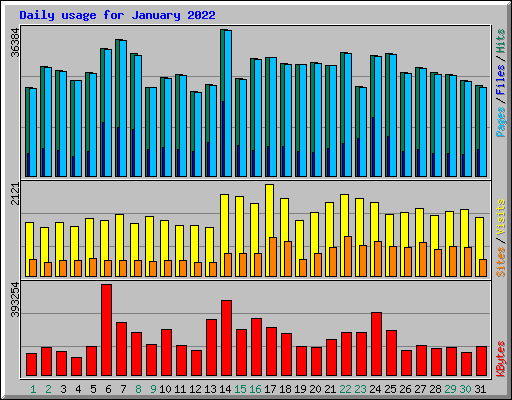 Daily usage for January 2022