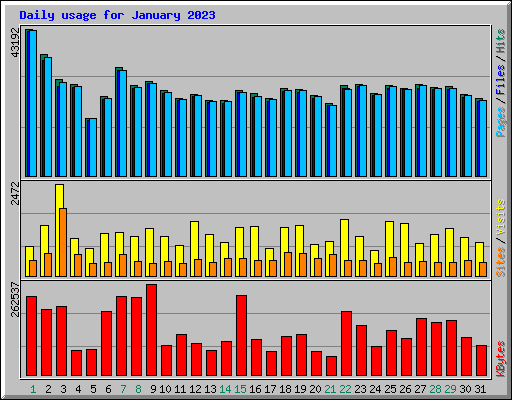 Daily usage for January 2023