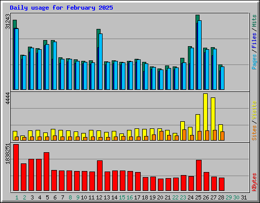 Daily usage for February 2025