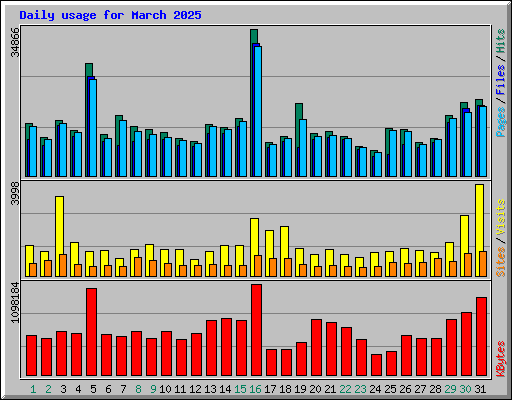 Daily usage for March 2025