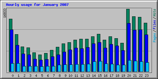 Hourly usage for January 2007